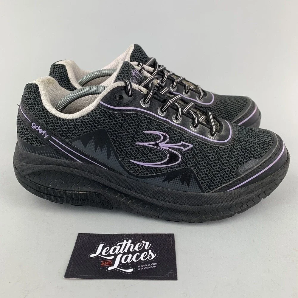 Gdefy Gravity Defyer Mighty Walk Womens Sz 9.5 Black Verso Shock Athletic Shoes